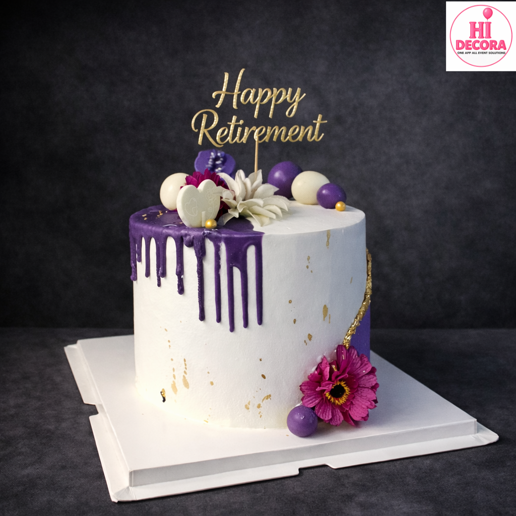 Lavender - White Retirement Cake 