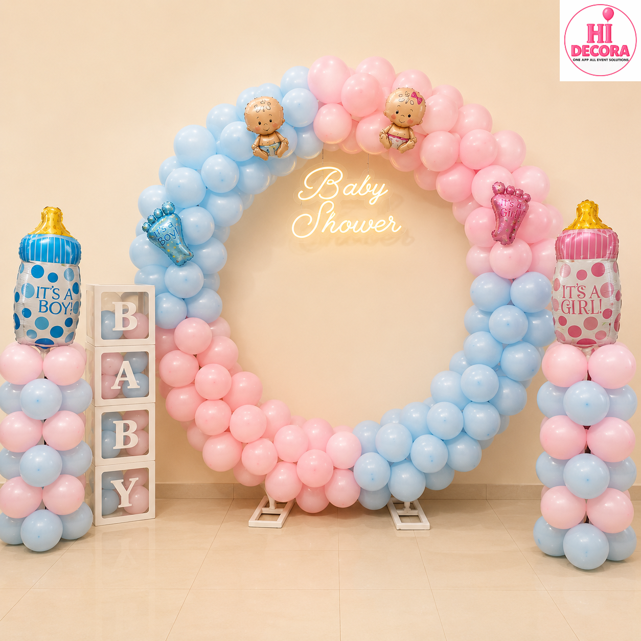 Pastel Balloon Baby Shower Decor 