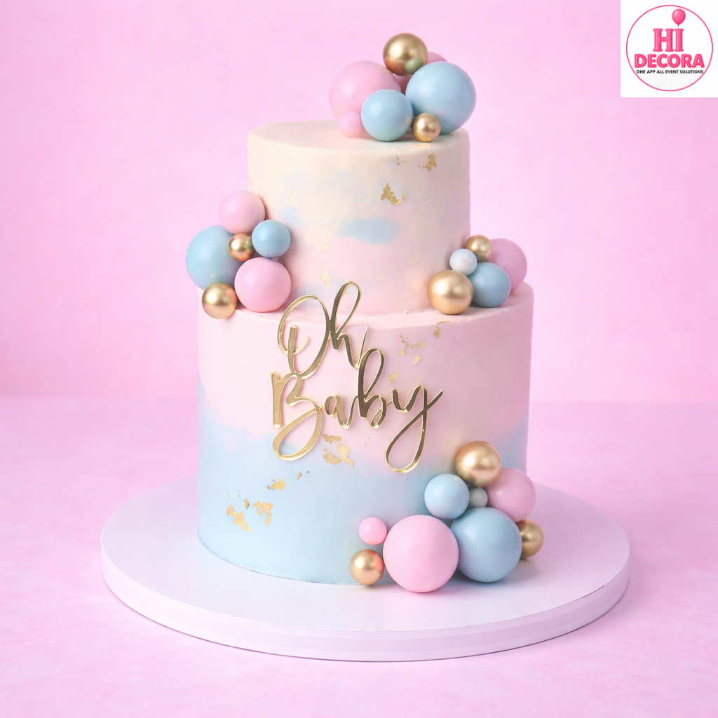 Pastel Ballon Two Tier Cake 