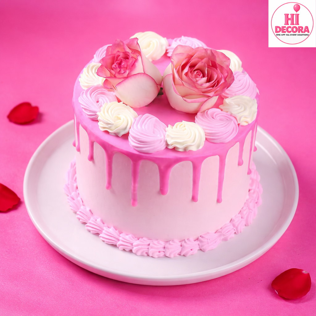 Pastel Roses Drip Cake 