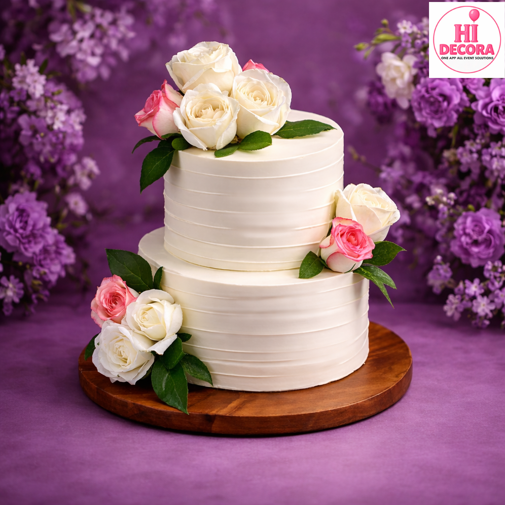 White Roses With Pearls Cake